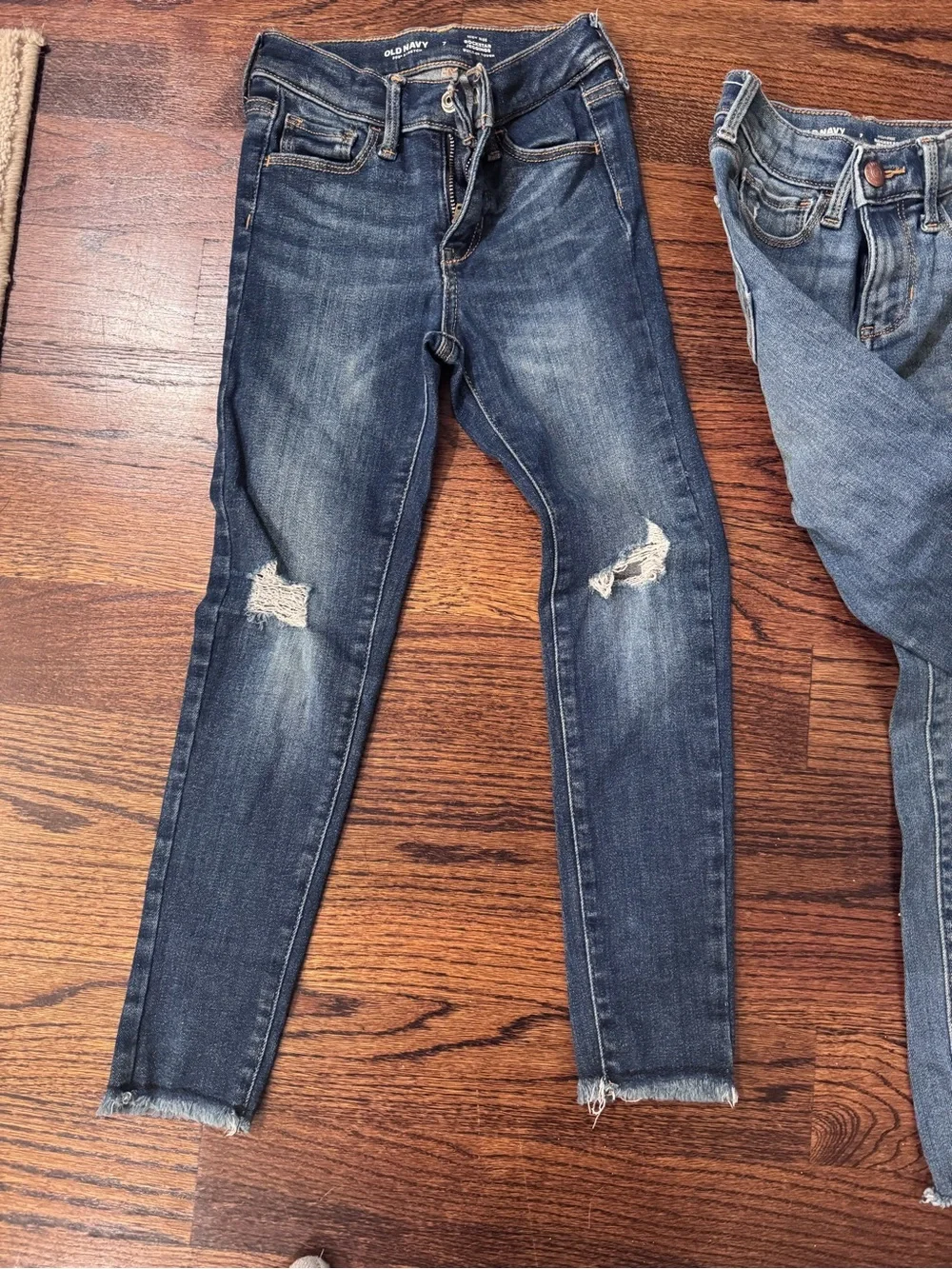 TWO PAIRS Girls' Distressed Blue Skinny Jeans
